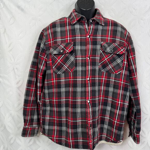 Big Mac JCPenney Fleece Plaid Snap Work Jacket Mens L Vintage Preppy - Picture 6 of 7